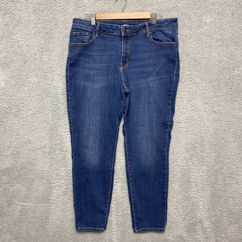 Old Navy Rockstar Super Skinny Jeans Women 16 Blue Denim Stretch Mid-Rise Core